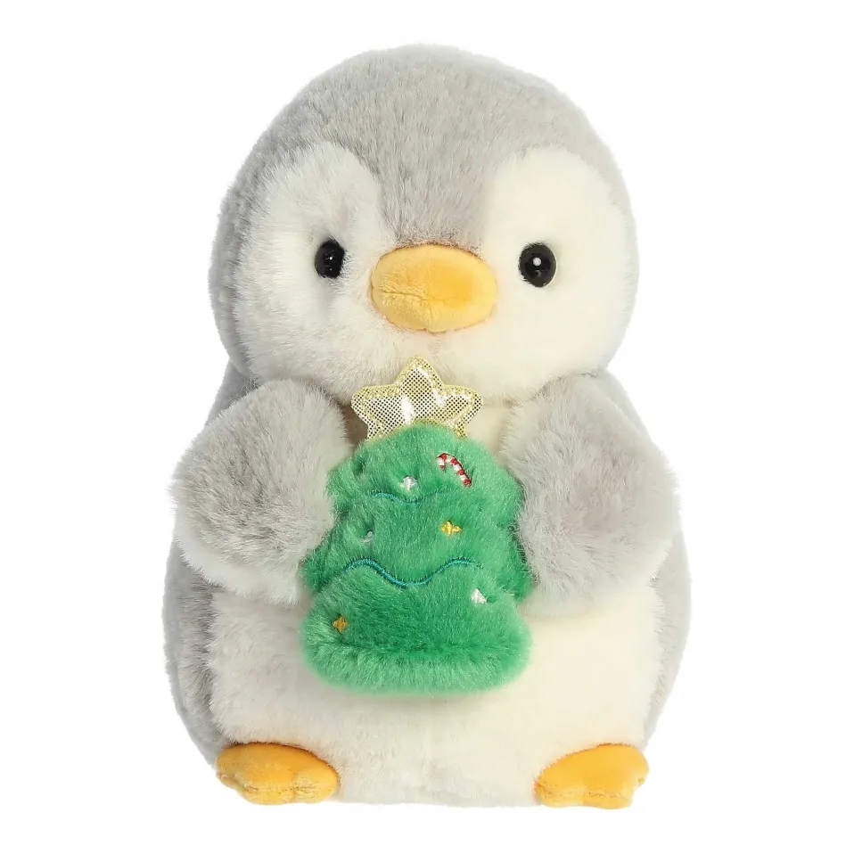 Aurora PomPom Penguin with Christmas Tree 8"