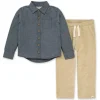 Burt's Bees Organic Baby Chambray Button Down Shirt & Raised Rib Pant Set