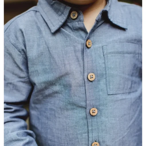 Burt's Bees Organic Baby Chambray Button Down Shirt & Raised Rib Pant Set
