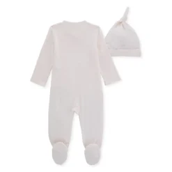 Burt's Bees Organic Baby Micro Stripe Jumpsuit & Knot Top Hat Set Dawn