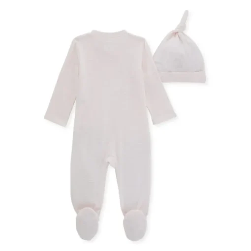 Burt's Bees Organic Baby Micro Stripe Jumpsuit & Knot Top Hat Set Dawn