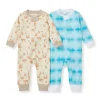 Burt's Bees Organic Baby One-Piece Footless Sleep & Play 2 Pack: Sandy Castles & Printed Tie Dye