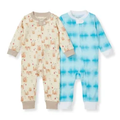 Burt's Bees Organic Baby One-Piece Footless Sleep & Play 2 Pack: Sandy Castles & Printed Tie Dye