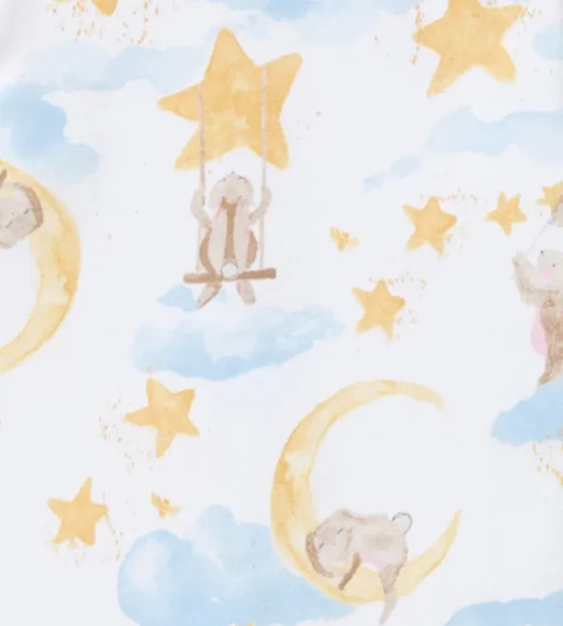Burt's Bees Organic Baby One-Piece Sleep & Play Stardust Bunnies Blue