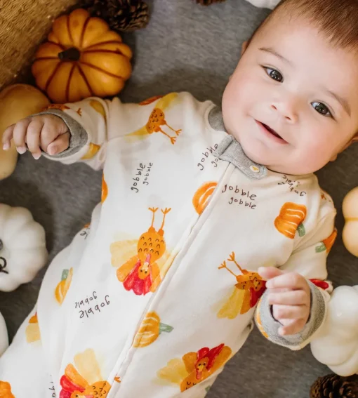 Burt's Bees Organic Baby One-Piece Footless Sleep & Play Turkey Gobble