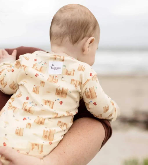 Burt's Bees Organic Baby One-Piece Footless Sleep & Play 2 Pack: Sandy Castles & Printed Tie Dye