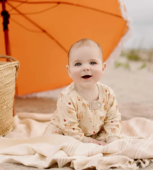 Burt's Bees Organic Baby One-Piece Footless Sleep & Play 2 Pack: Sandy Castles & Printed Tie Dye