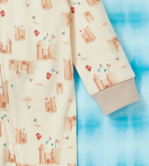 Burt's Bees Organic Baby One-Piece Footless Sleep & Play 2 Pack: Sandy Castles & Printed Tie Dye
