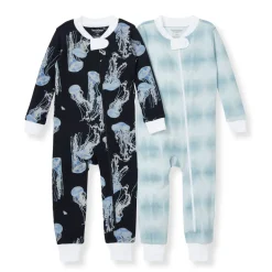 Burt's Bees Organic One-Piece Snug Fit Sleeper 2-Pack: I'm Jelly & Printed Tie Dye