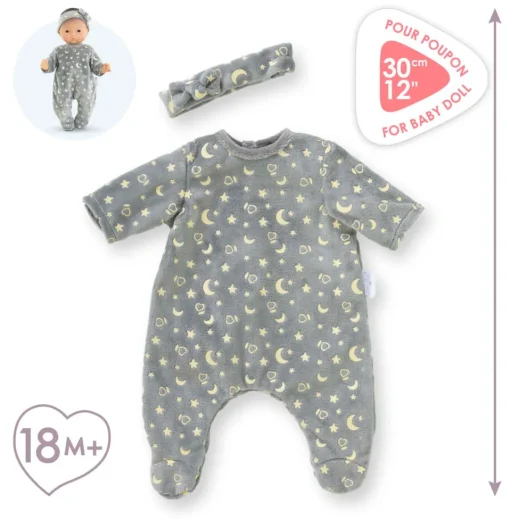 Corolle Dolls Clothes 12" Pajamas and Headband (Glow in the Dark)