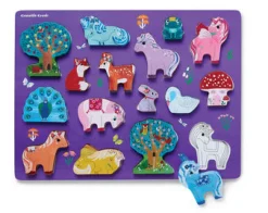 Crocodile Creek Let's Play 16 Piece Chunky Wooden Puzzle - Unicorn Garden