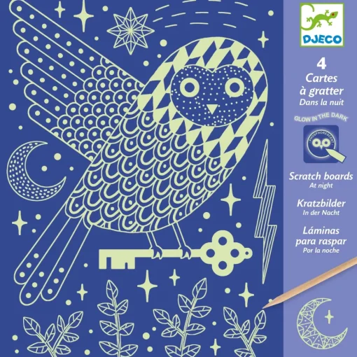 Djeco Glow-in-the-Dark Scratch Card Activity Set: At Night