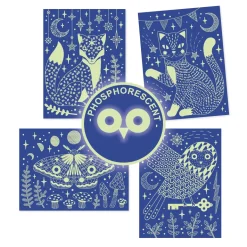 Djeco Glow-in-the-Dark Scratch Card Activity Set: At Night