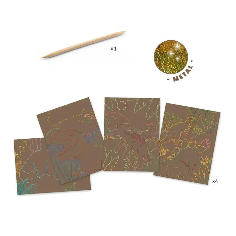 Djeco Metallic Scratch Card Activity Set: When Dinosaurs Reigned