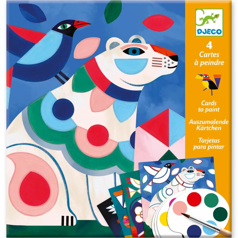 Djeco Surprise Watercolor Painting Cards Activity Set: Fanciful Bestiary