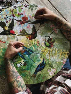 eeBoo 500 Piece Round Puzzle Hummingbirds