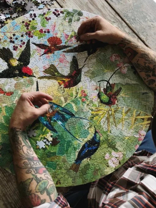eeBoo 500 Piece Round Puzzle Hummingbirds