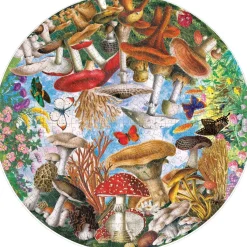 eeBoo 500 Piece Round Puzzle Mushrooms & Butterflies