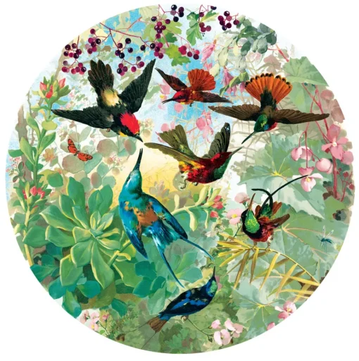 eeBoo 500 Piece Round Puzzle Hummingbirds