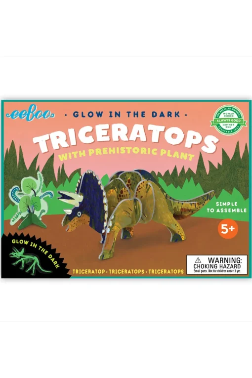 eeBoo Glow-in-the-Dark 3D Dinosaurs with Prehistoric Plants