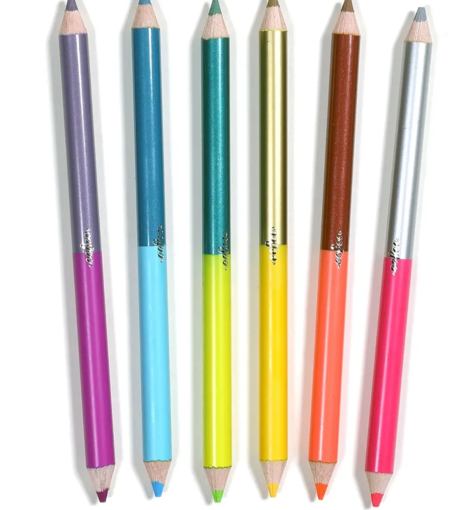 eeBoo Jumbo Double-Sided Color Pencils Silver Robot