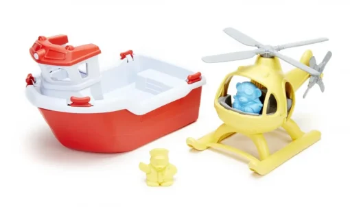 Green Toys Rescue Boat & Helicopter