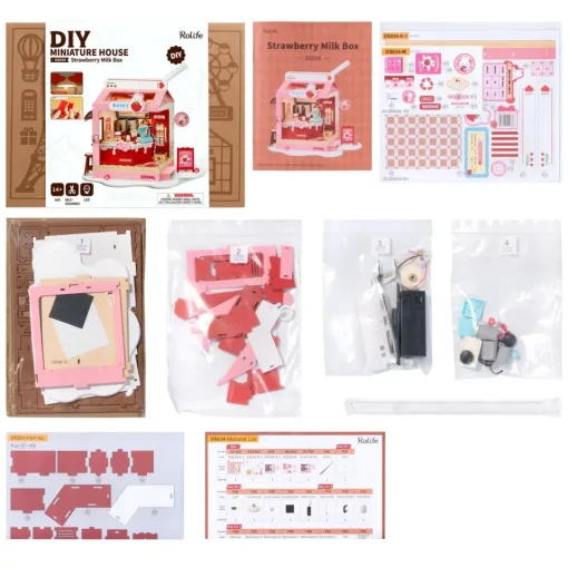 Hands Craft DIY Miniature House Kit: Strawberry Milk Box