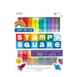 Ooly Stamp-A-Square Double Ended Markers - Set of 12