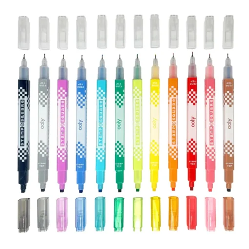 Ooly Stamp-A-Square Double Ended Markers - Set of 12