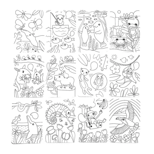 Ooly Undercover Art Hidden Pattern Coloring Activity Art Cards - Rainforest Fun